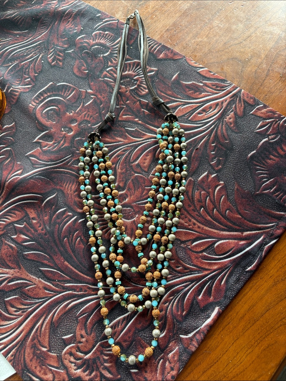 Multi-Strand Turquoise & Brown Beaded Necklace